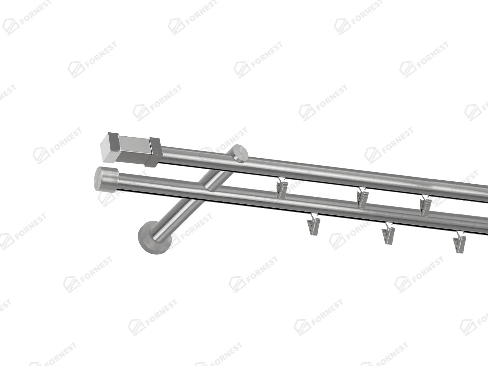 Garniža 19x19mm - drážková tyč - 2rady - PULLO - satin