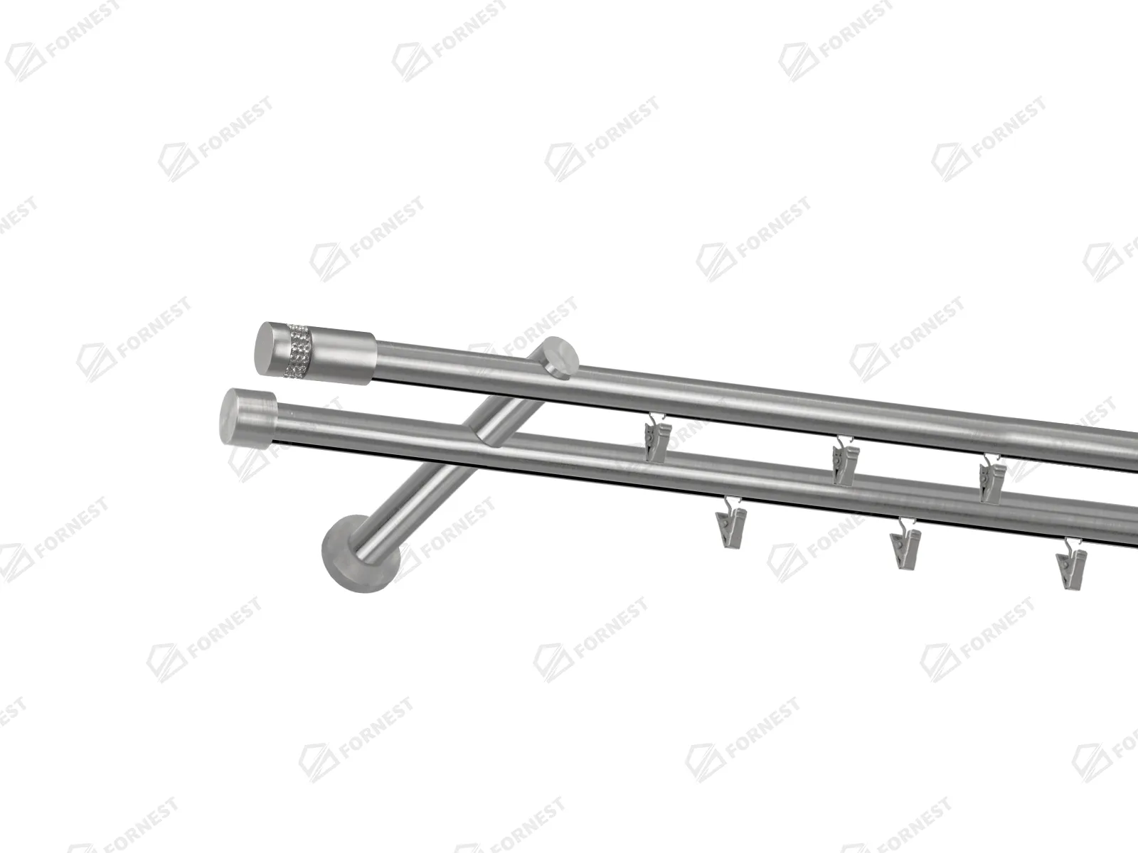 Garniža 19x19mm - drážková tyč - 2rady - CYLINDER CRYSTAL - satin