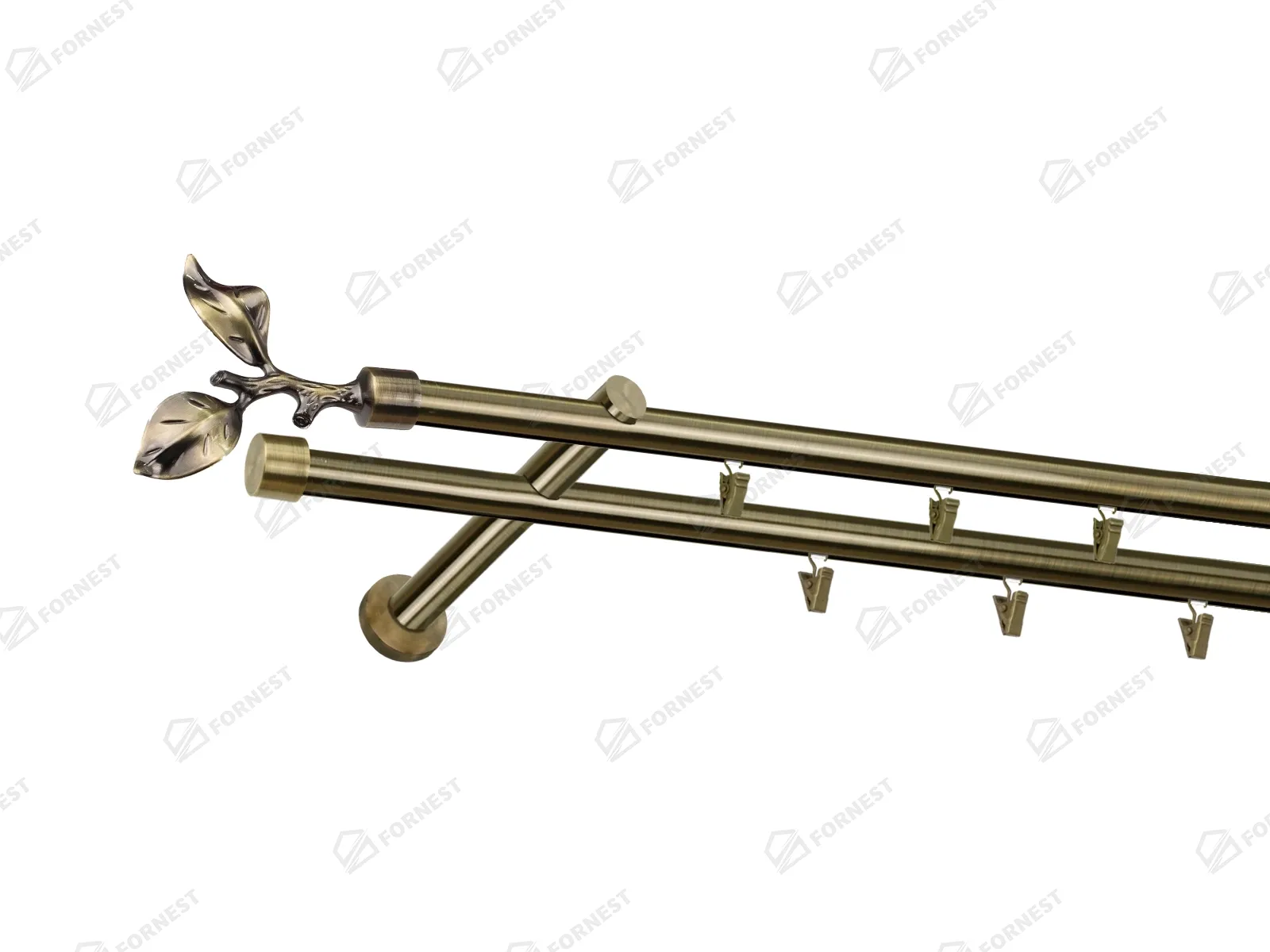 Garniža 19x19mm - drážková tyč - 2rady - LIST ROSE - antik