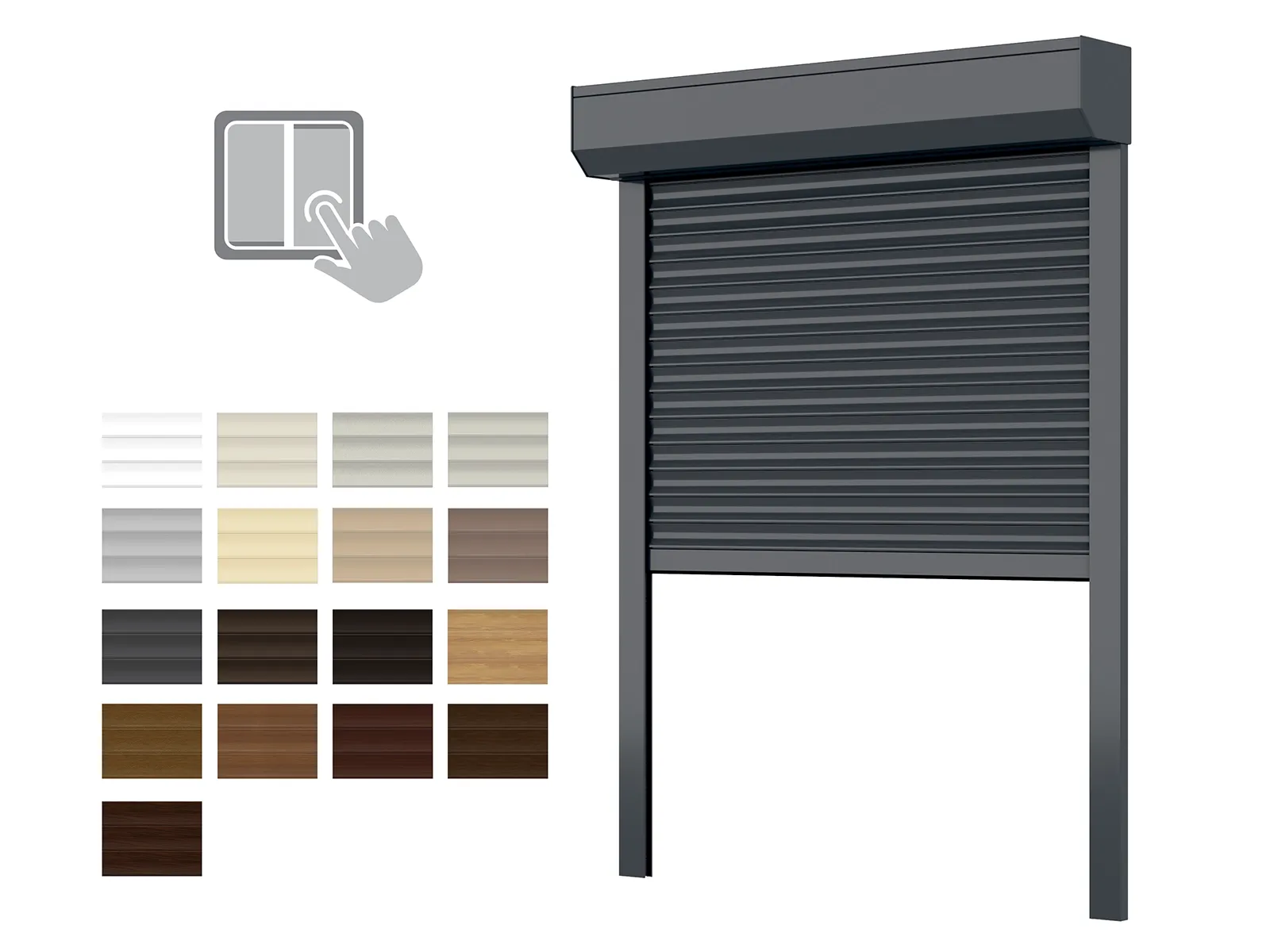 Hliníkové rolety BOX 205mm - výška do 2900mm - MOTOR - VYPÍNAČ