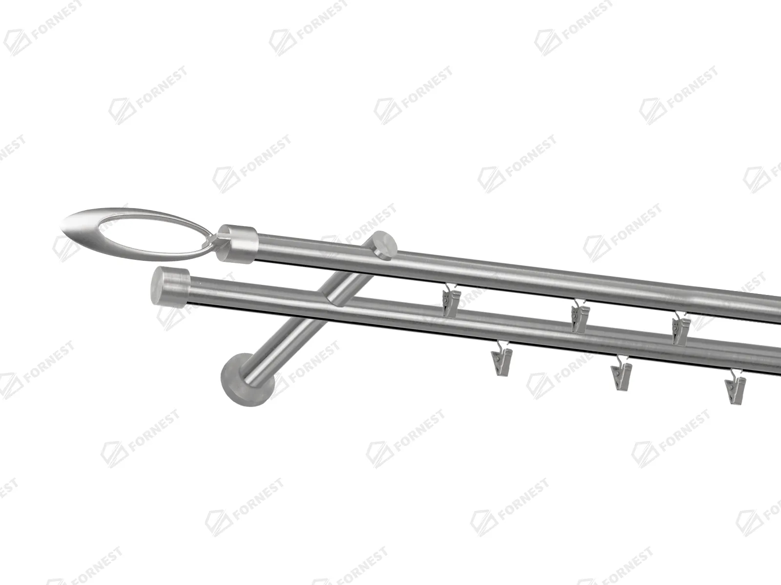 Garniža 19x19mm - drážková tyč - 2rady - TRAPEZIUM - satin