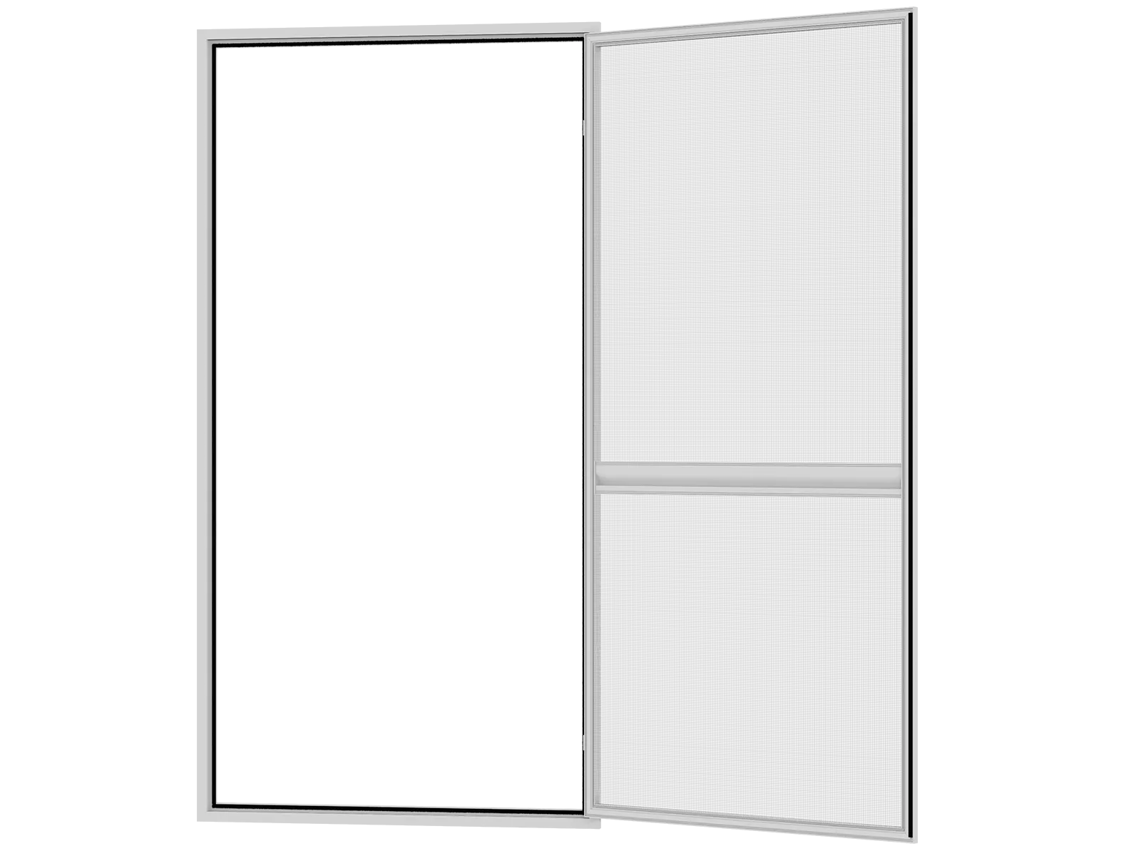 Sieťky na DVERE- pántové v ráme SMART - SIVÁ - s priečkou