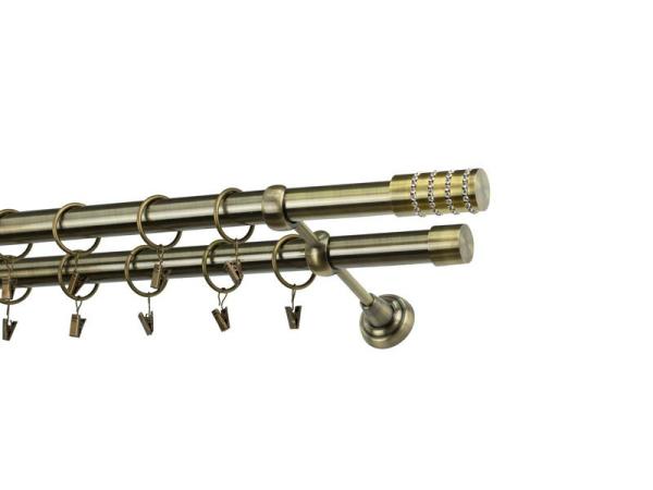 Garniže 25x25mm - dvojradové - CYLINDER CRYSTAL - antik