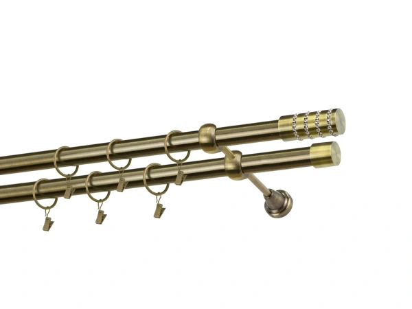 Kétsoros 25x25mm karnis - CYLINDER CRYSTAL - antik