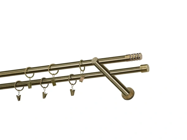 Kétsoros 16x16mm karnis - CYLINDER CRYSTAL - antik