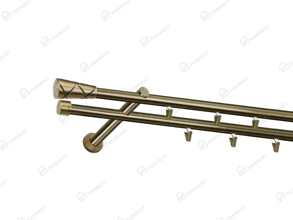 Garniža 19x19mm - drážková tyč - 2rady - TRAPEZIUM - antik