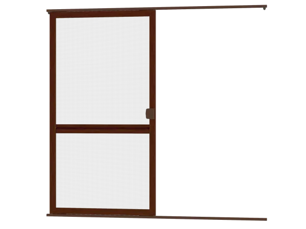 Sieťky na DVERE- posuvné - ORECH drevoimitácia - s priečkou