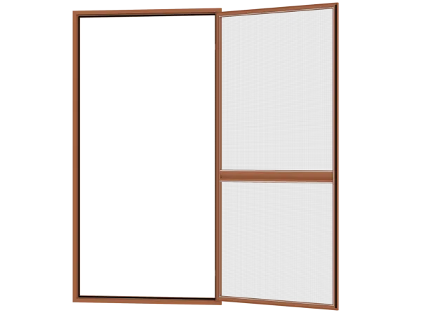 Sieťky na DVERE- pántové v ráme SMART - HNEDÁ - s priečkou