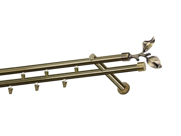 Garniža 19x19mm - drážková tyč - 2rady - LIST ROSE - antik