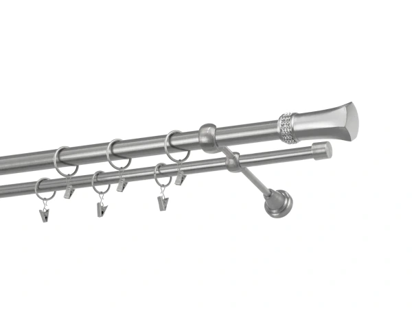 Kétsoros 25x16mm karnis - PLUTON CRYSTAL - satin