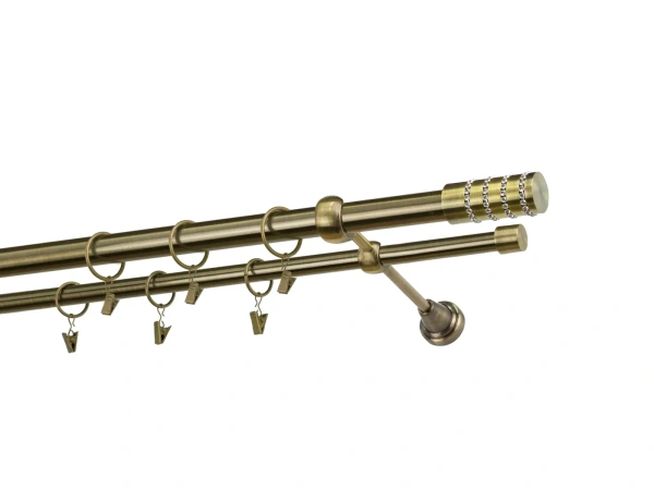 Kétsoros 25x16mm karnis - CYLINDER CRYSTAL - antik