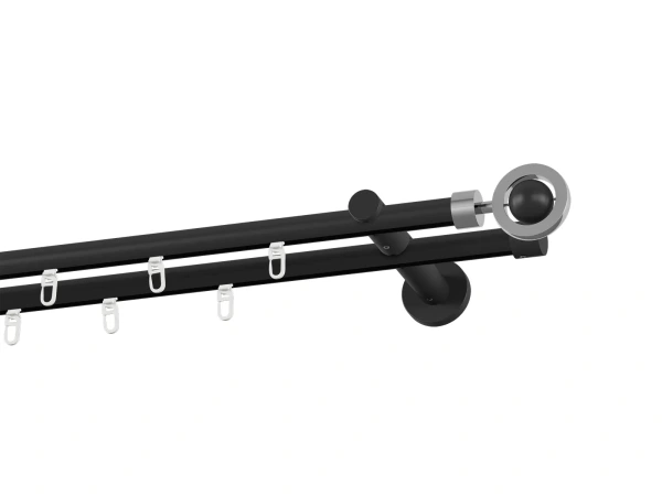 Garniža 19x19mm drážková tyč - 2rady - SFERA - čierna