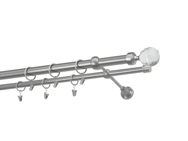 Kétsoros 25x16mm karnis - CRYSTAL GOLYÓ - satin