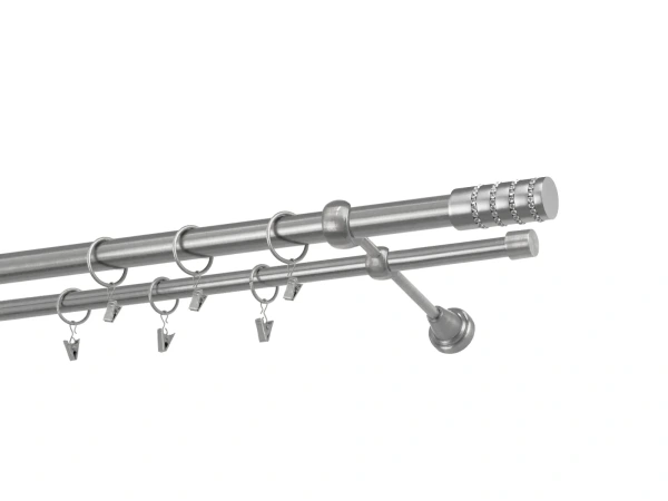 Kétsoros 25x16mm karnis - CYLINDER CRYSTAL - satin