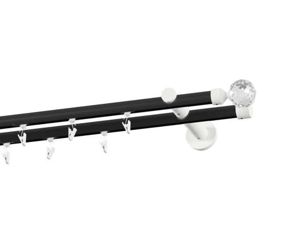 Garniža 19x19mm drážková tyč - 2rady - GUĽA CRYSTAL - čierno biela 2