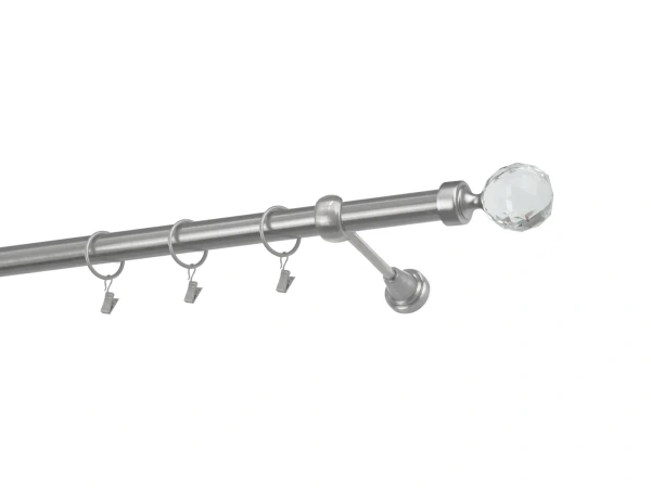 Egysoros 25mm karnis - CRYSTAL GOLYÓ - satin